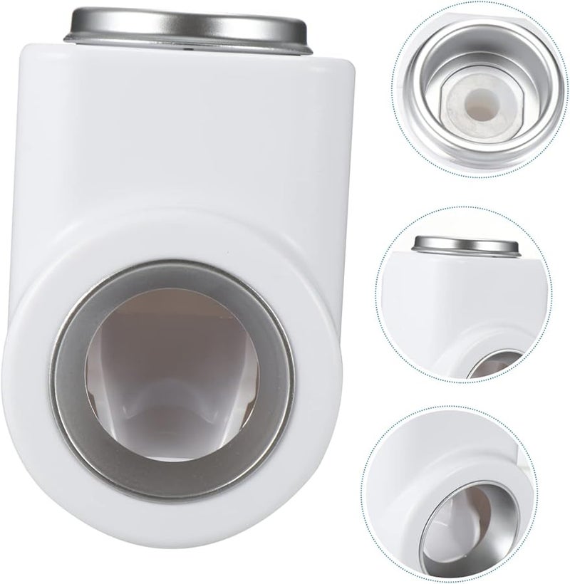 White Wall Mounted Automatic Toothpaste Dispenser No Drill Bathroom Organizer - Image 5